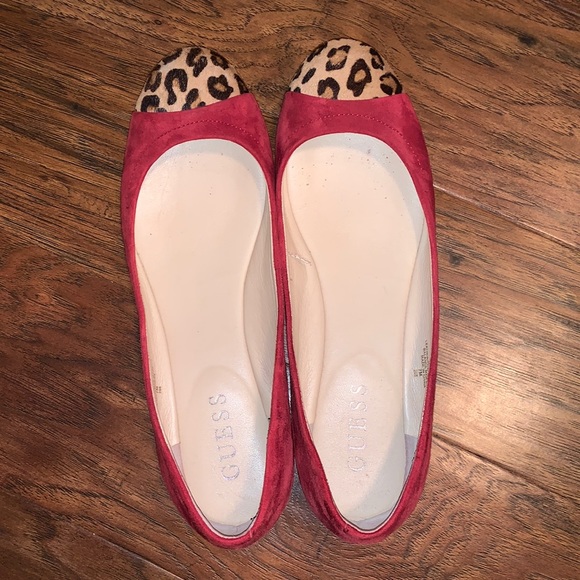 Guess Red and Leopard Print Flats - Picture 1 of 9